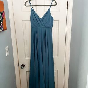 Lulus All About Love Slate Blue Maxi Dress (sz md)